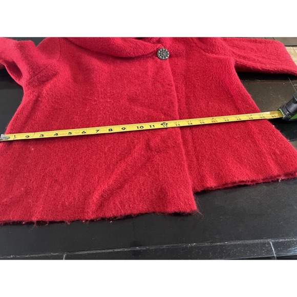 Adrienne‎ Vittadini Sweater M Winter Red wool Blend Cozy Wrap Cardigan - Picture 11 of 11